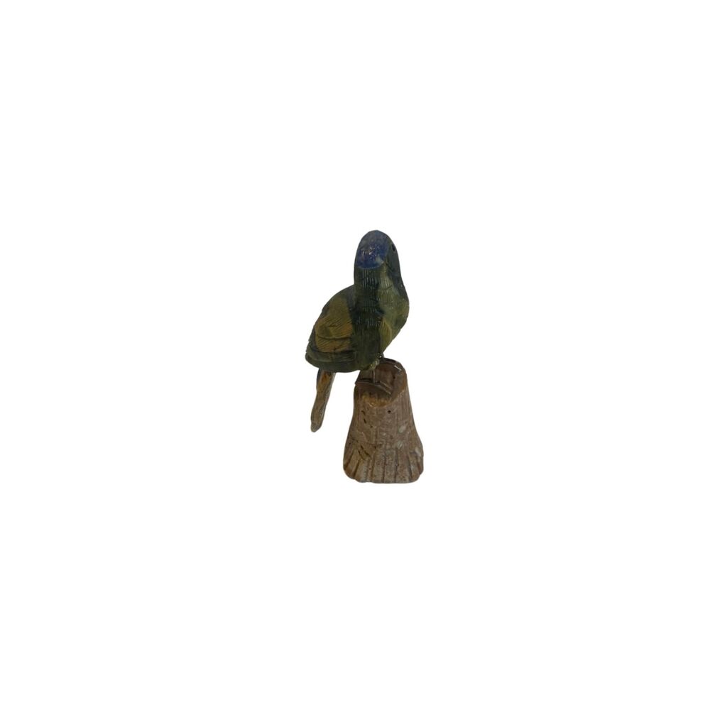 VTG Hand Carved Gemstone Macaw Parrot Figurine Peru Glass Eyes 5”